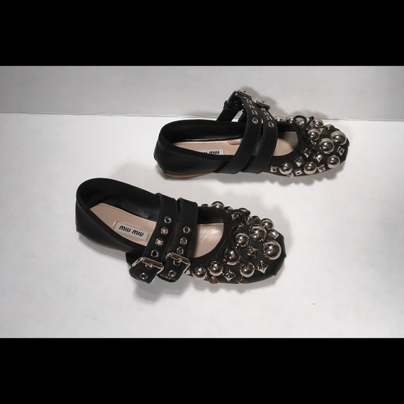 miu miu studded flats